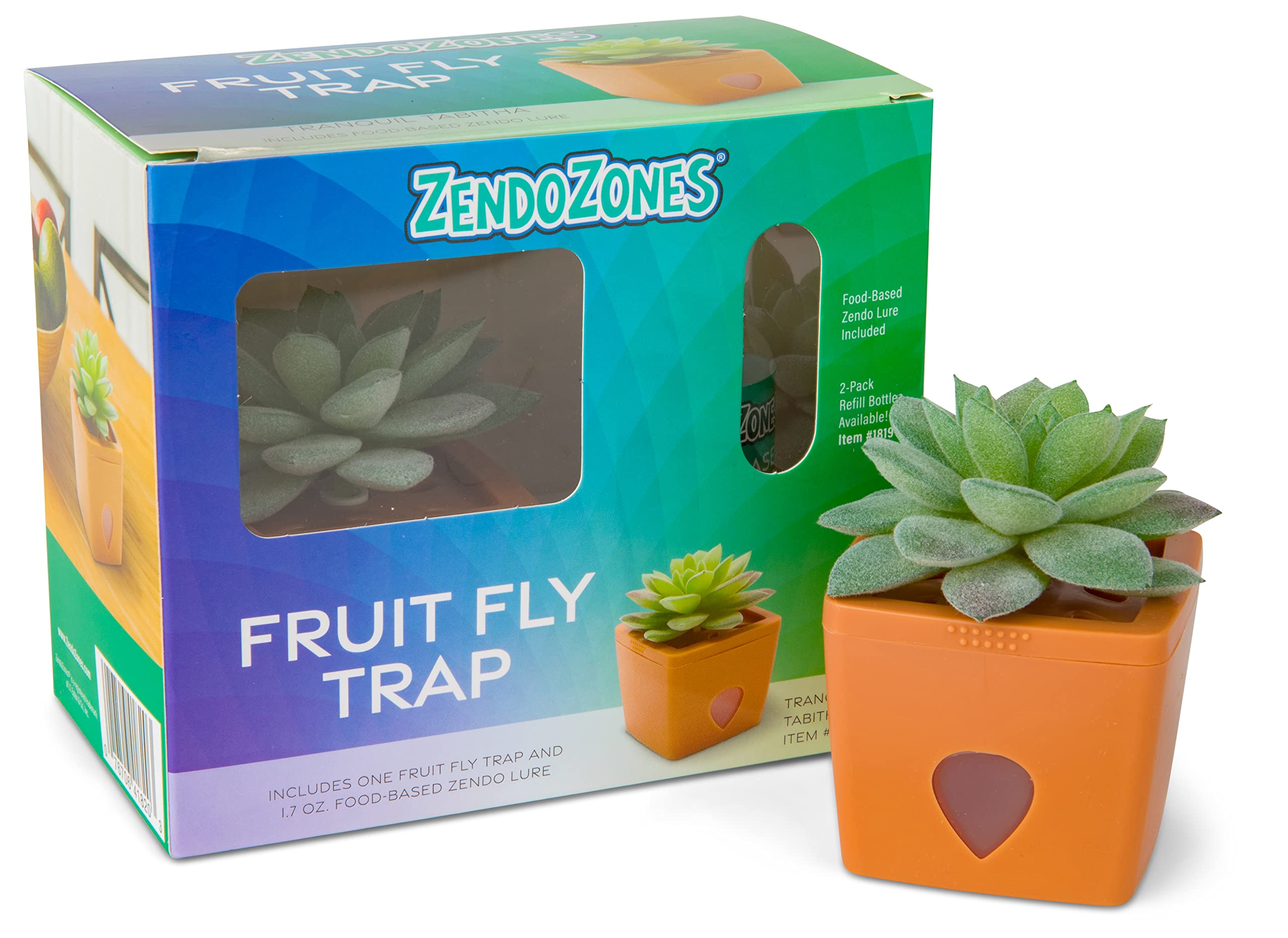 ZendoZones Succulent Fruit Fly Trap – Tranquil Tabitha Design with Terracotta Base – Eco-Friendly Indoor Fruit Fly Control – Easy-to-Use Decorative Trap