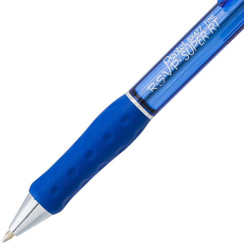 Pentel RSVP Super RT Ballpoint Pen, (0.7mm) Fine Line, Blue Ink, Pack of 2 (BX477BP2C)