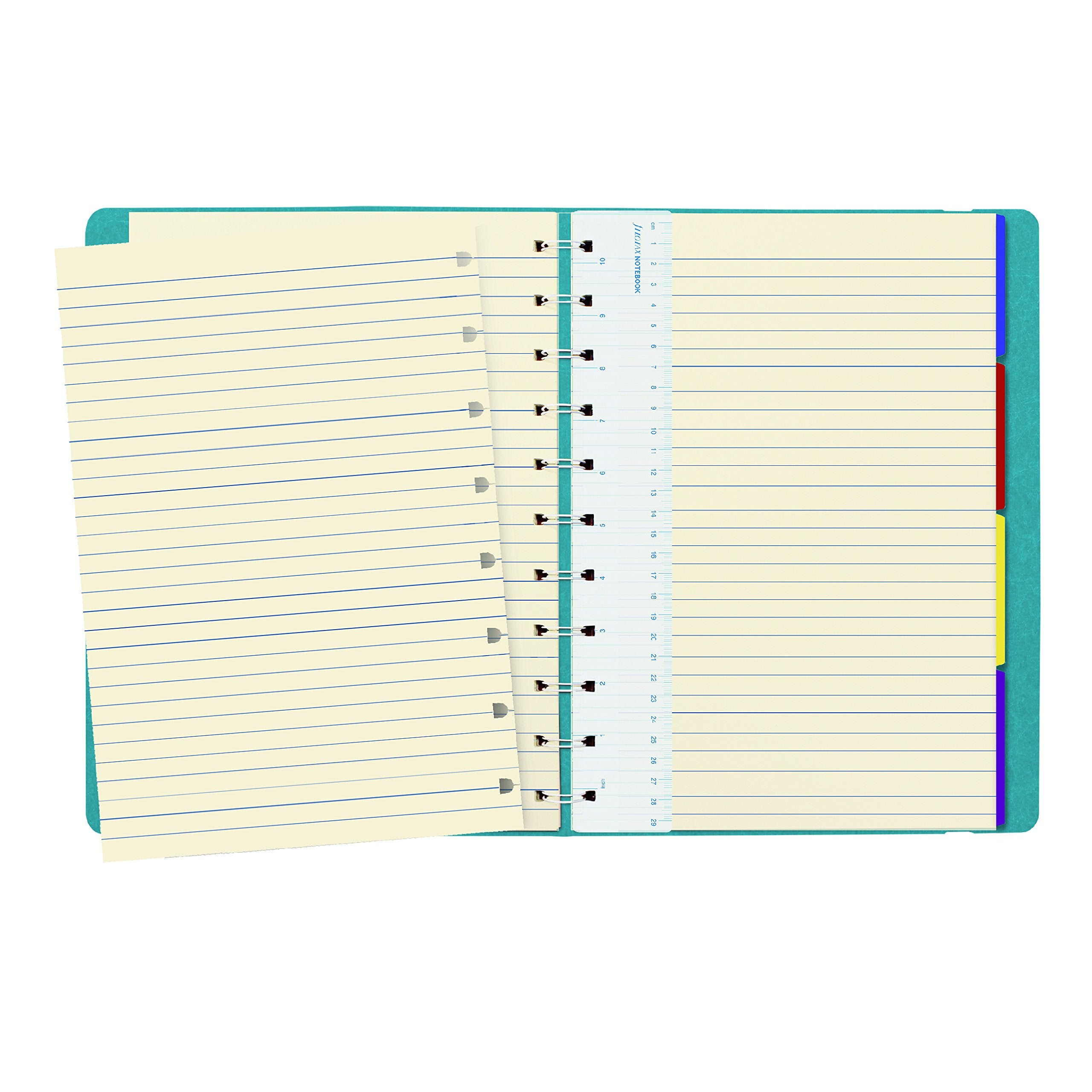 Filofax REFILLABLE NOTEBOOK CLASSIC, 10.8" x 8.5" Aqua - Elegant leather-look cover with moveable pages - Elastic closure, index, pocket and page marker (B115106U), Letter Size