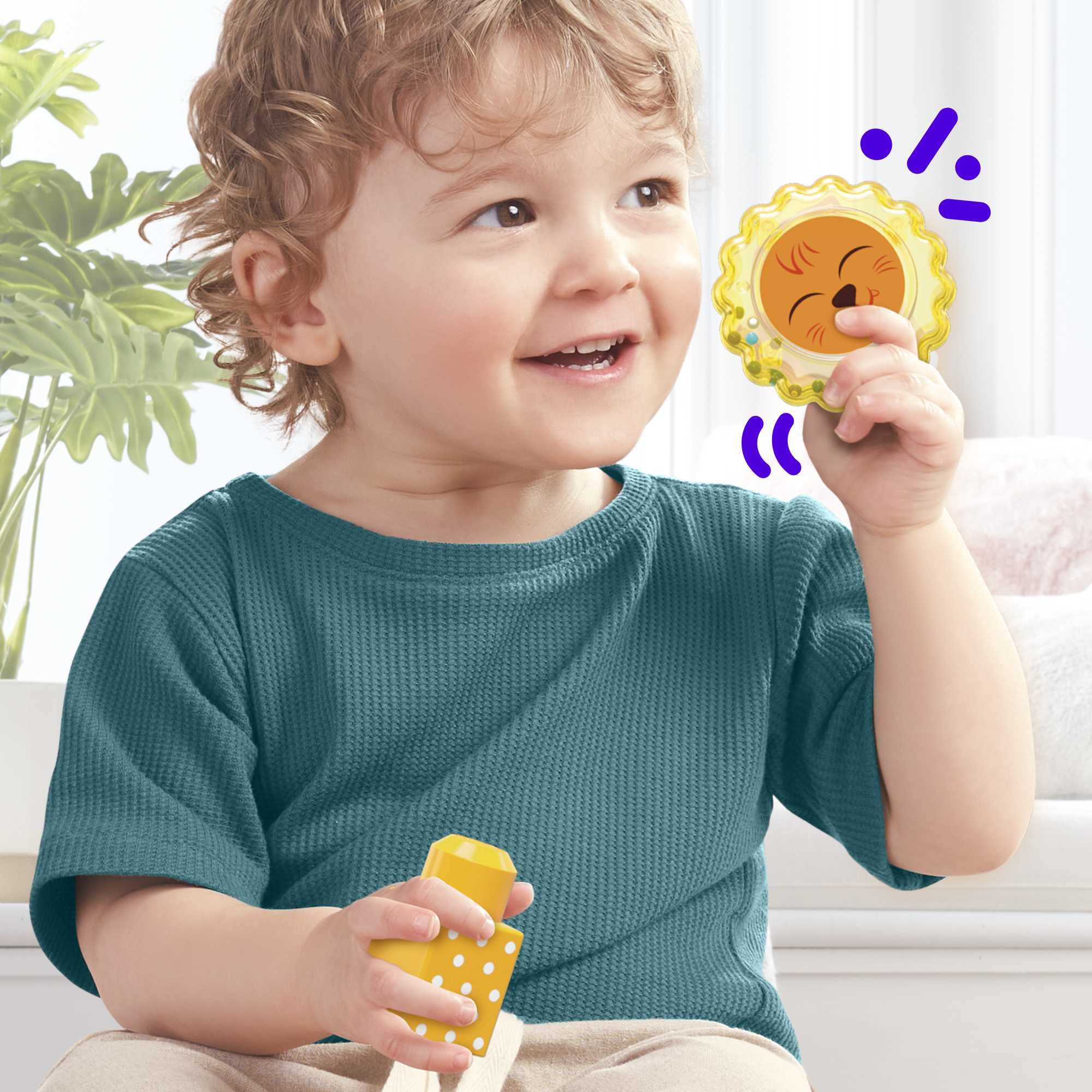 MEGA BLOKS Fisher-Price Toddler Building Blocks Toy Set, Rock ‘n Rattle Safari with 15 Pieces, 3 Buildable Animals, Ages 1+ Years