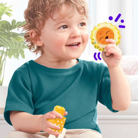 MEGA BLOKS Fisher-Price Toddler Building Blocks Toy Set, Rock ‘n Rattle Safari with 15 Pieces, 3 Buildable Animals, Ages 1+ Years