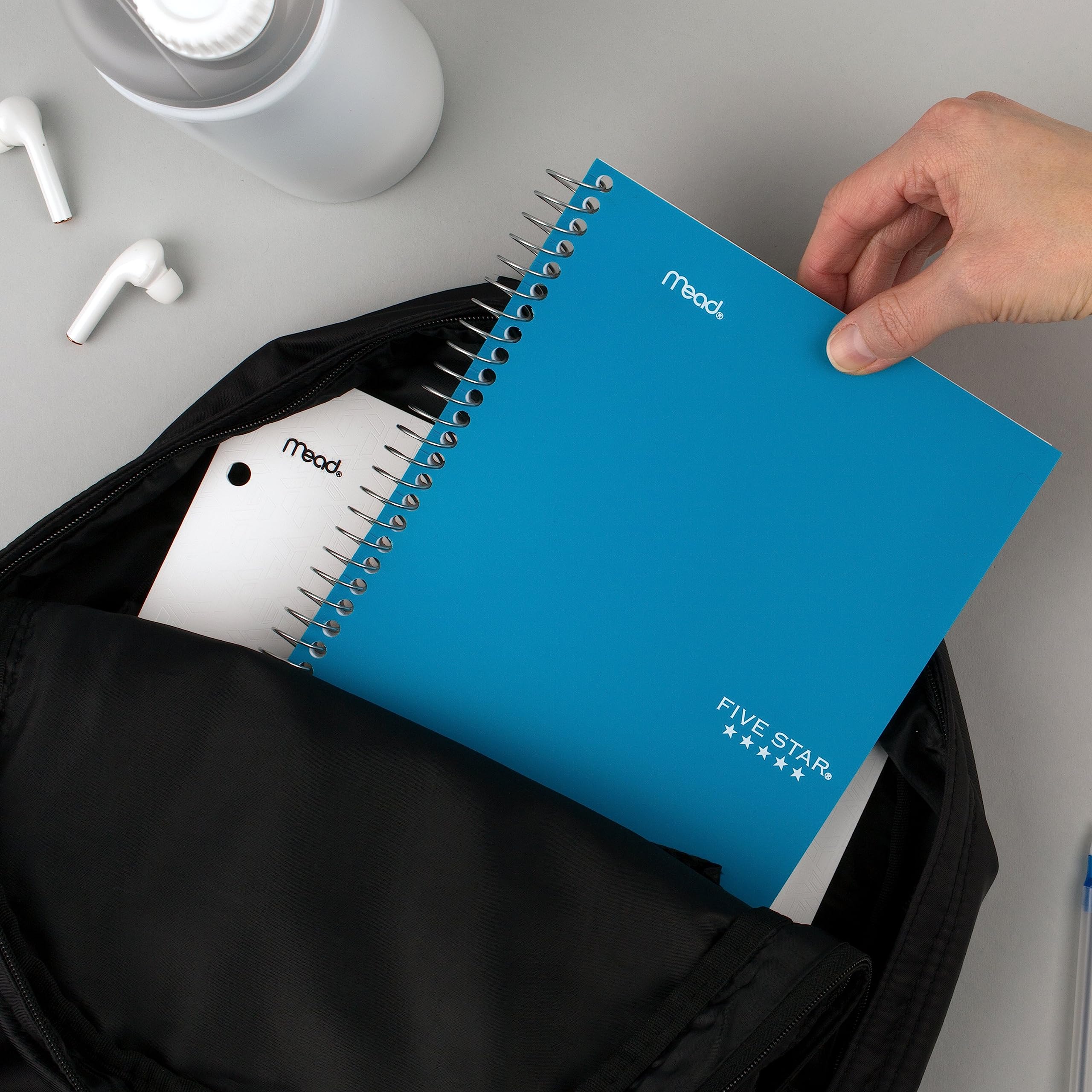 Five Star Small Spiral Notebook, 2 Subject, College Ruled Paper, 9-1/2" x 6", 100 Sheets, Teal Blue (06180AA4)
