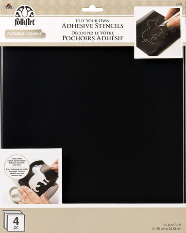 FolkArt Flexible Adhesive, 8.5" x 9.5", Stencil Blank Four Pack 4 Piece