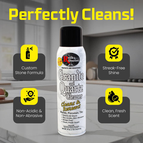 Rock Doctor Granite Cleaner - Cleans& Renews Surfaces - (18 oz) Surface Cleaner Spray, Granite/Marble Countertop Cleaner, Cleaning Spray for Vanity, Table Top, Kitchen Counters, Stone Surfaces