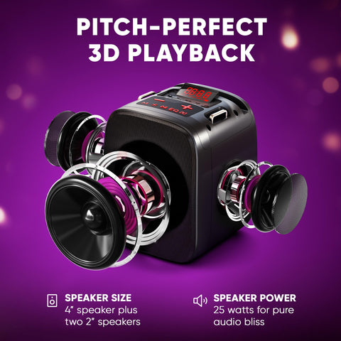 MASINGO Karaoke Machine for Kids and Adults with 2 Wireless Bluetooth Microphones, Portable 3D Sound Speaker with Colorful LED Lights, Supports TF Card/USB, AUX in, FM, TWS for Home Party, Cantando C2