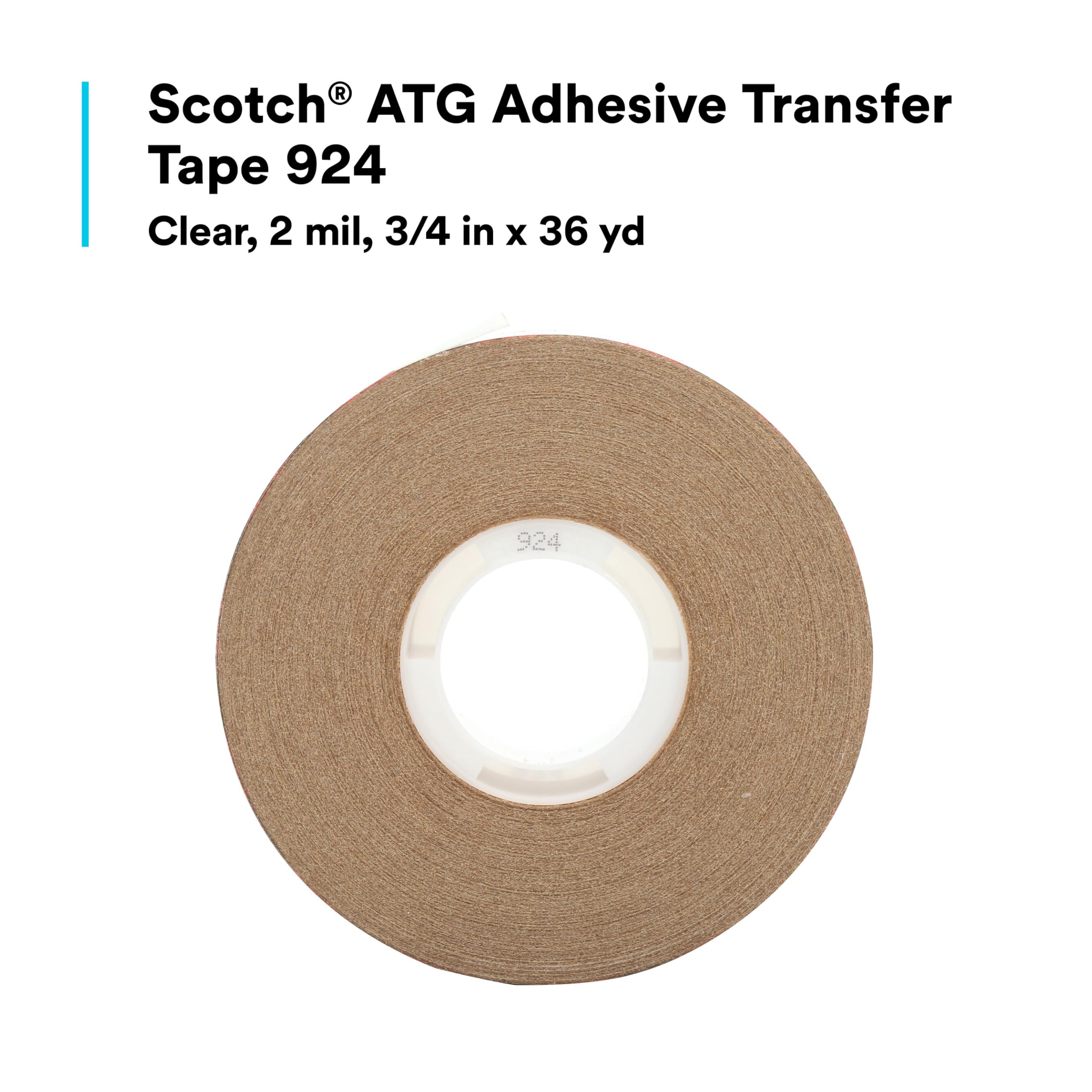 3M Scotch ATG Adhesive Transfer Tape 924, Clear Tape, 3/4 in x 36 yd, 2 mil (1 Roll)