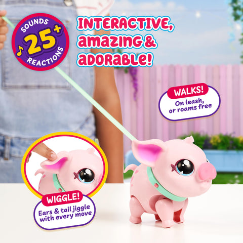 Little Live Pets My Pet Piggly The Toy Pig, Interactive Walking Pig Toy with 25+ Sounds and Detachable Leash, Pigs Toys for Kids of Ages 5+