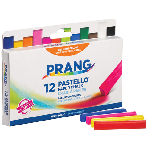 Prang Pastello Paper Chalk, Square, Assorted Colors, 12 Count