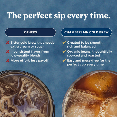 Chamberlain Coffee Organic Cold Brew Large Coffee Bags Medium Roast - Premeasured, Ready to Brew - Makes 4 Cups per Bag - Perfect for Iced Coffee, Convenient and Easy Brewing Experience - 8.5 oz