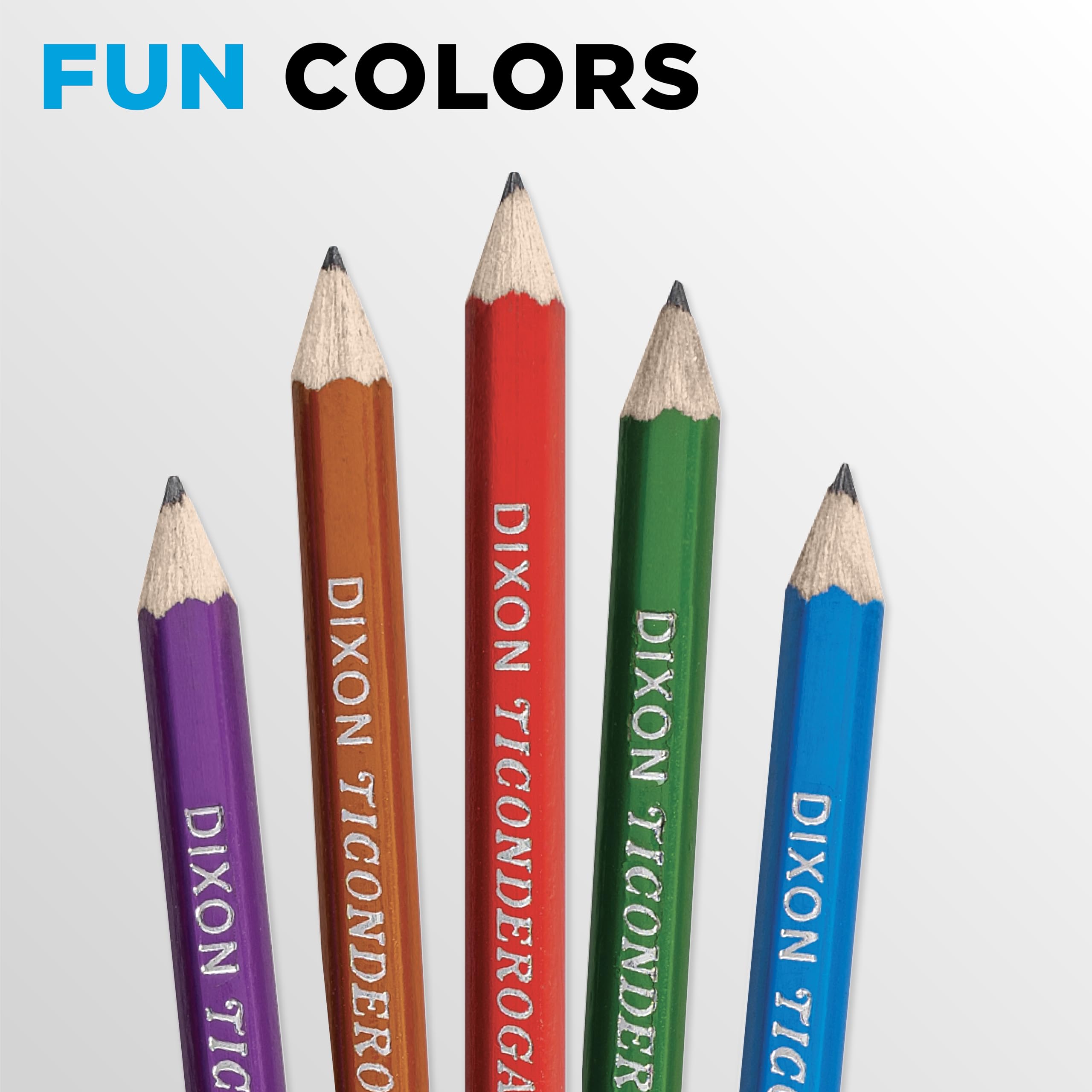 TICONDEROGA Pencils, Wood-Cased Graphite, #2 HB Soft, Pre-Sharpened, Assorted Color Barrels, Black Lead, 10-Pack (13932)
