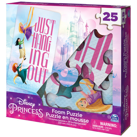 Spin Master Games, Disney Princess Puzzles, 25 Pieces, Soft Foam Kids Puzzle Featuring Rapunzel, Mulan, Merida, for Ages 4 & up