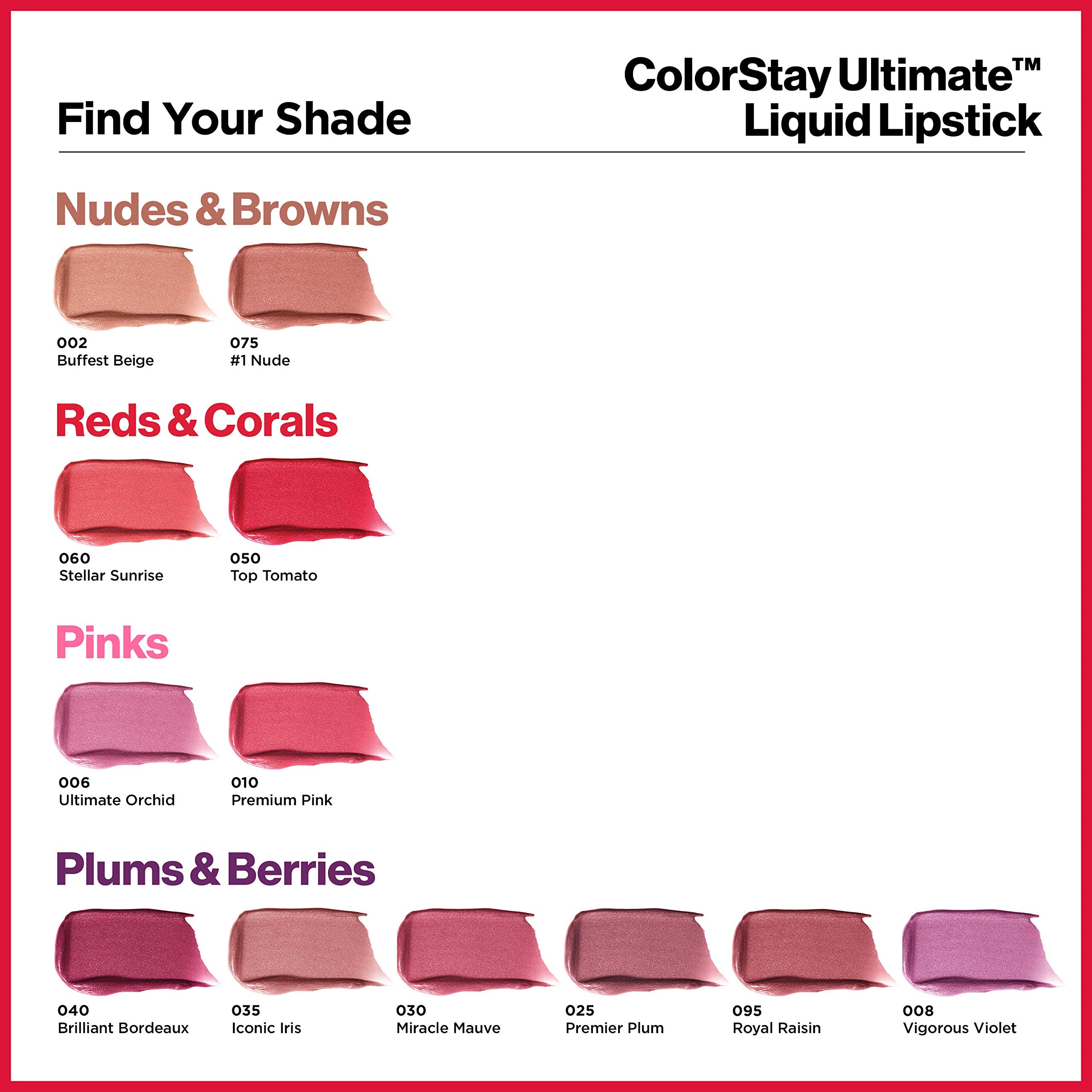 Revlon ColorStay Ultimate Liquid Lipstick, Longwear Rich Lip Colors, Wears for Up to 24 Hours, Satin Finish, 040 Brilliant Bordeaux, 0.1 fl oz