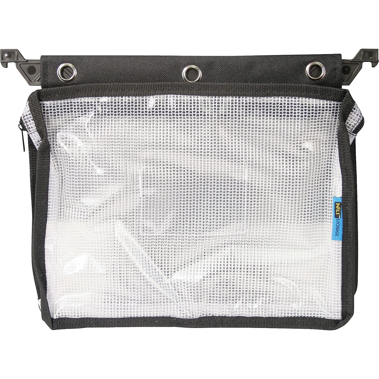 Expanding Zipper Pouch, Clear/Black - 13 in x 11.5 in x 1.25 in