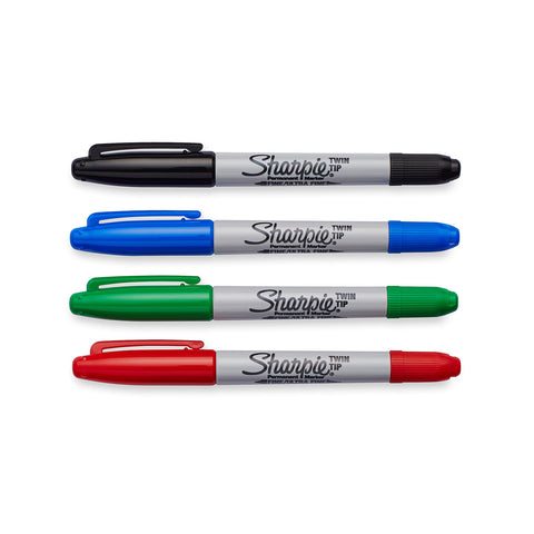 Sharpie 32174PP Twin Tip Permanent Markers Fine and Ultra Fine Assorted Colors 4 Count