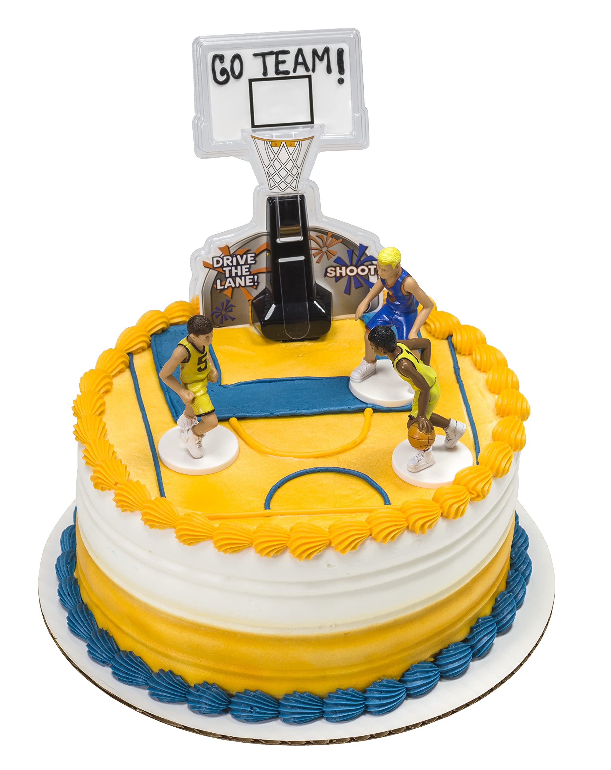 DecoSet® Basketball All Net Cake Topper, 5-Piece Cake Decoration Set, Birthday Decorations with 3 Figurines and Backboard, For All Size and Shape Celebration, Birthday or End of Season Cake