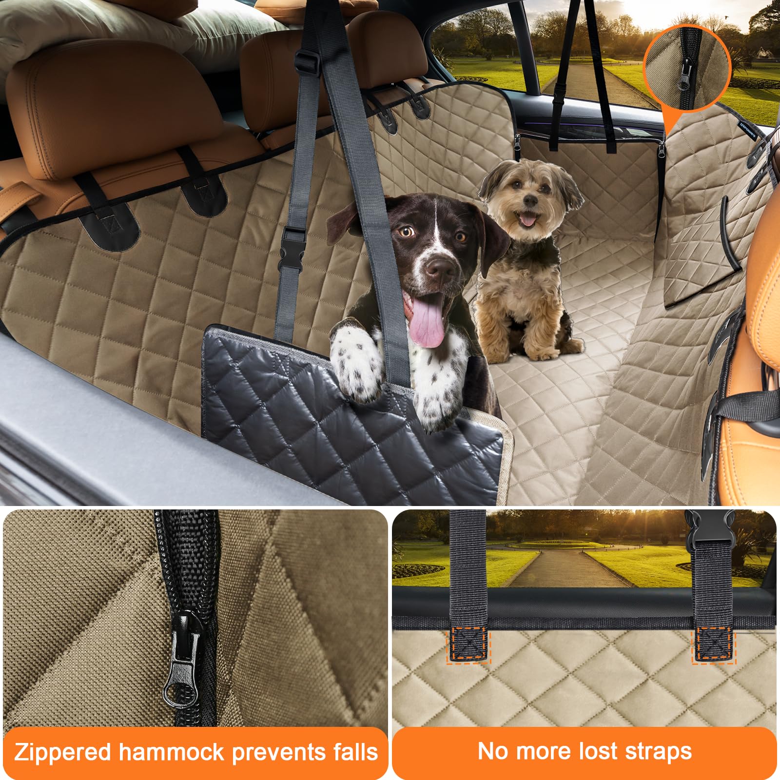 URPOWER Dog Car Seat Cover for Pets 100% Waterproof Seat Cover Hammock 600D Heavy Duty Scratch Proof Nonslip Durable Soft Back Seat Covers for Cars Trucks and SUVs