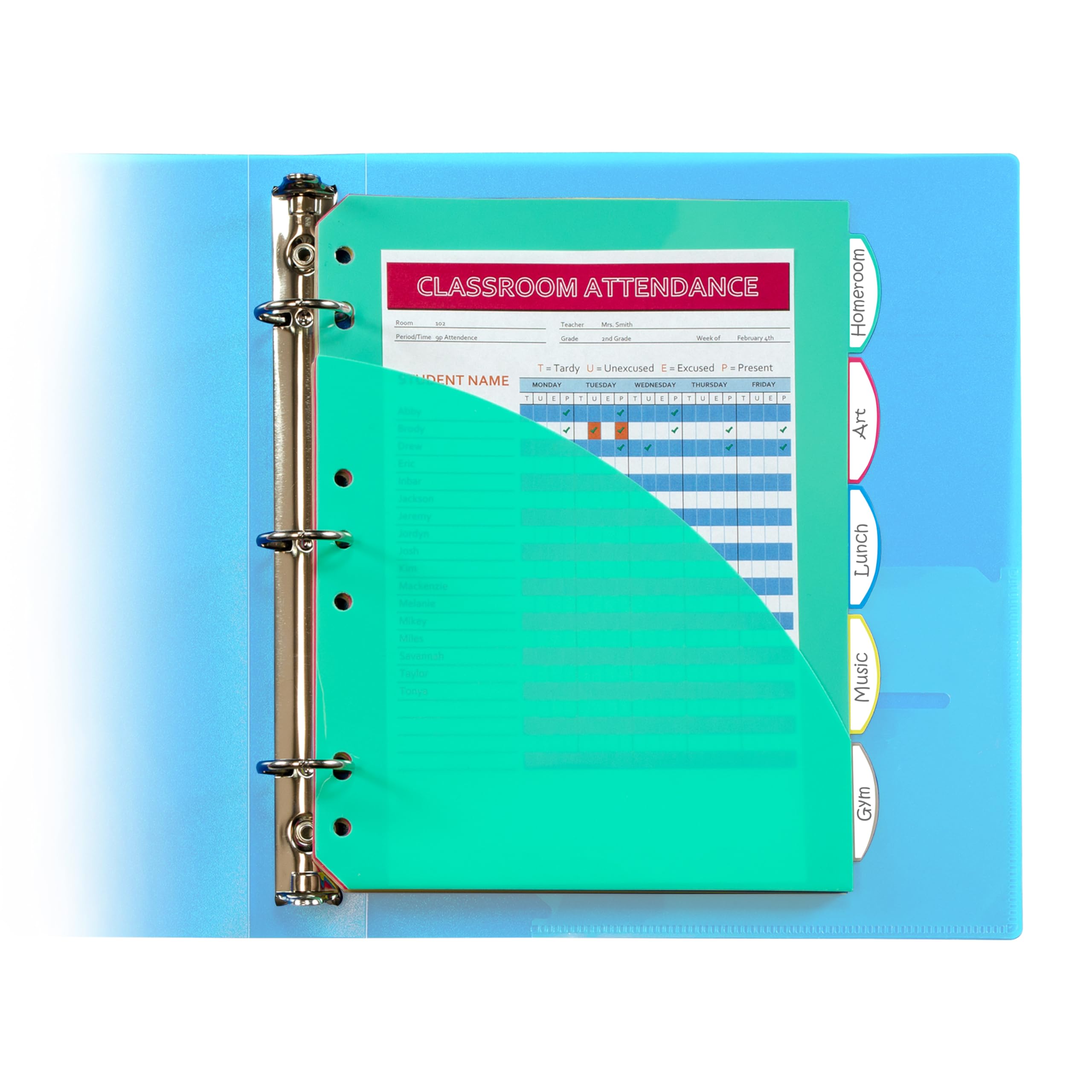 C-Line Mini Size 5-Tab Poly Index Dividers with Pockets, for 5.5 x 8.5, 6 x 9 and 8.5 x 11 Binders, Assorted Colors, One 5-Tab Set (03750)