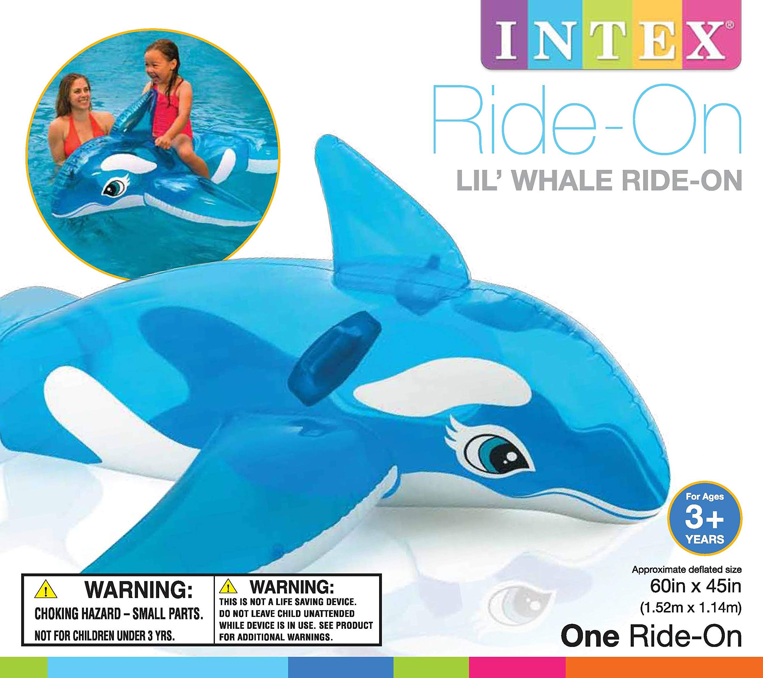 INTEX Lil' Whale Inflatable Pool Float: Animal Pool Toy for Kids – 2 Heavy-Duty Handles – 88lb Weight Capacity – 60" x 45" – for Ages 3+