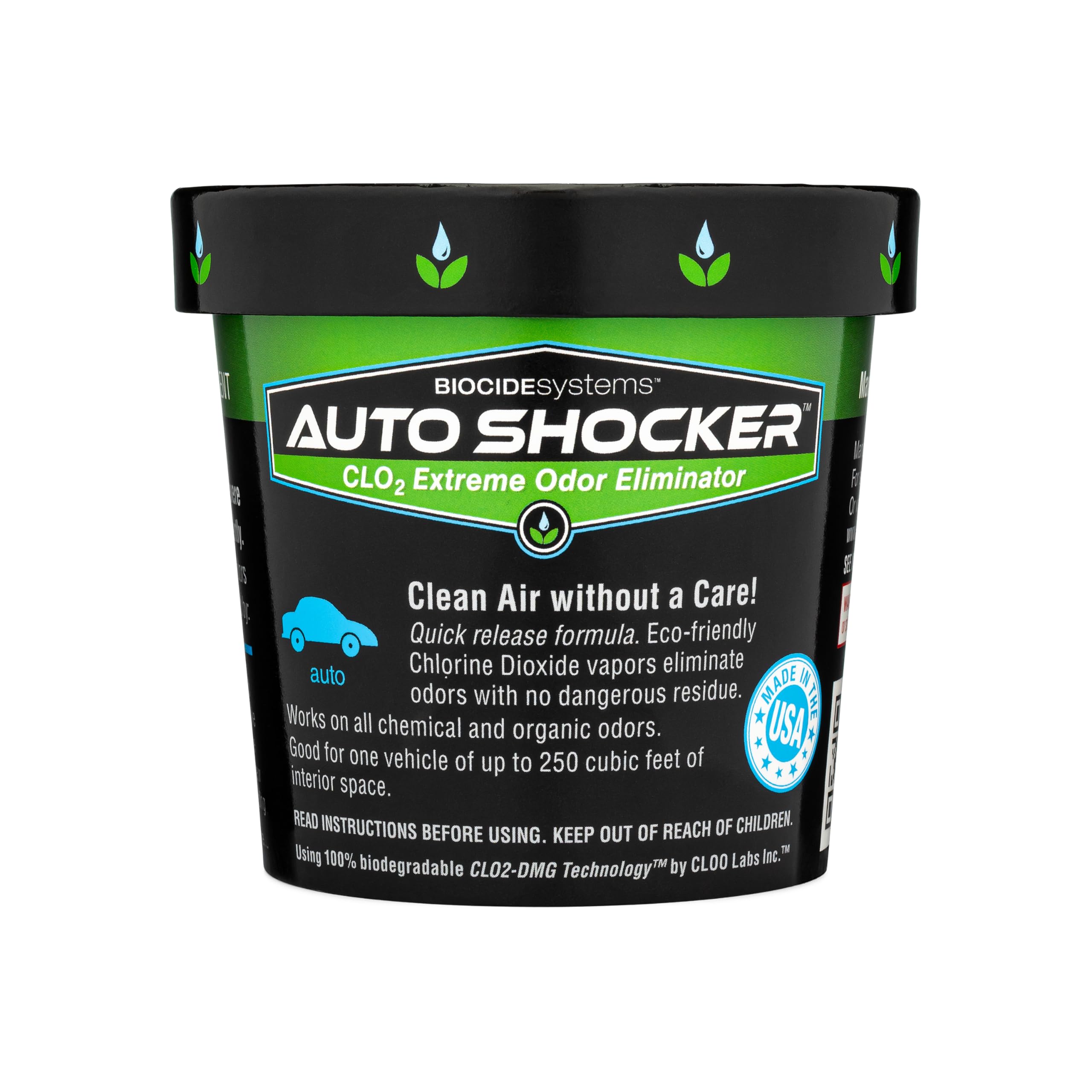 Biocide Systems Auto Shocker Strong Car Odor Eliminator, Eco-Friendly Chlorine Dioxide Odor Bomb for Vehicle Interior Up to 250 Cubic Feet