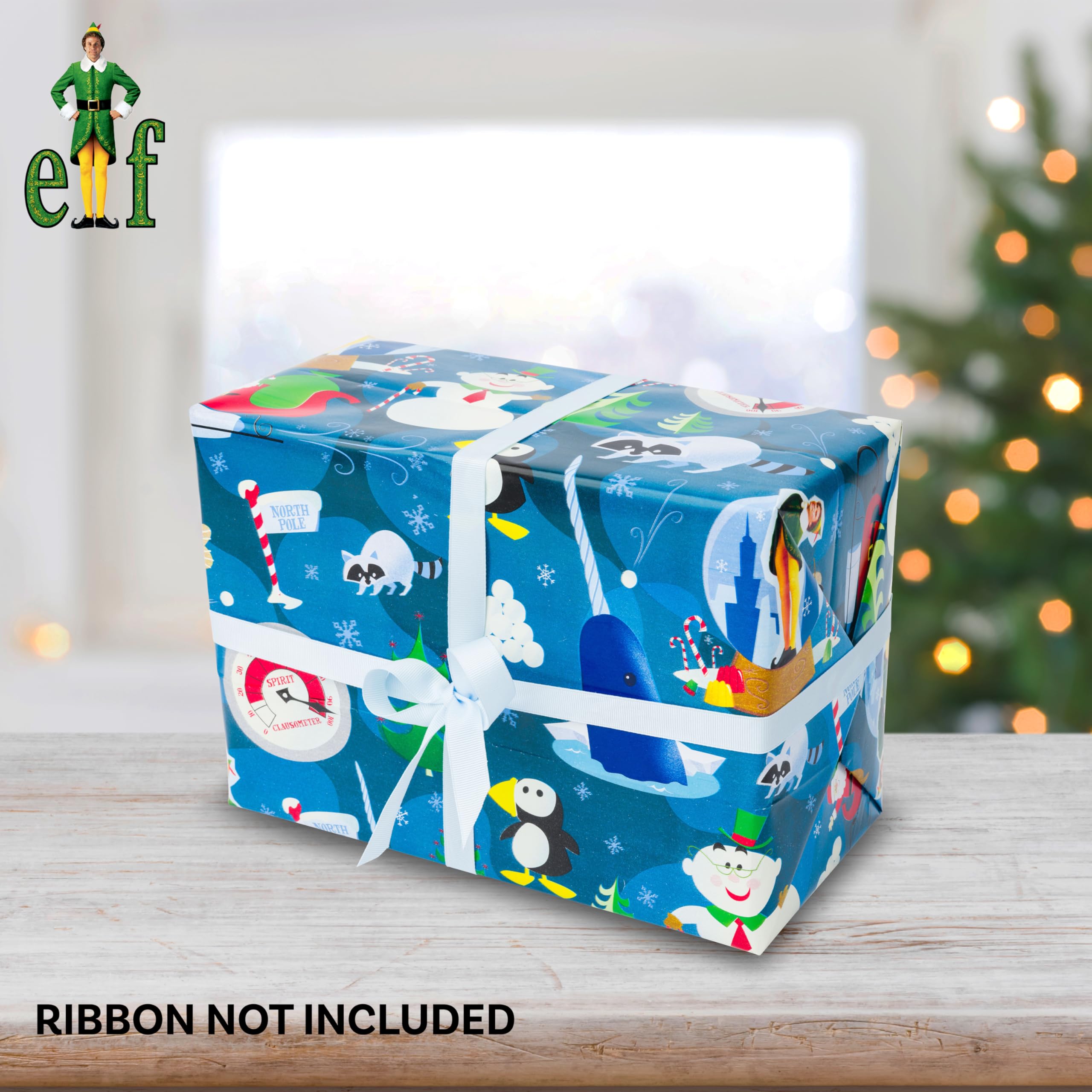 Buddy the Elf Snow Globe Christmas Wrapping Paper - 12 Sheets - 20" x 30" - Festive Holiday Gift Wrap by Silver Buffalo