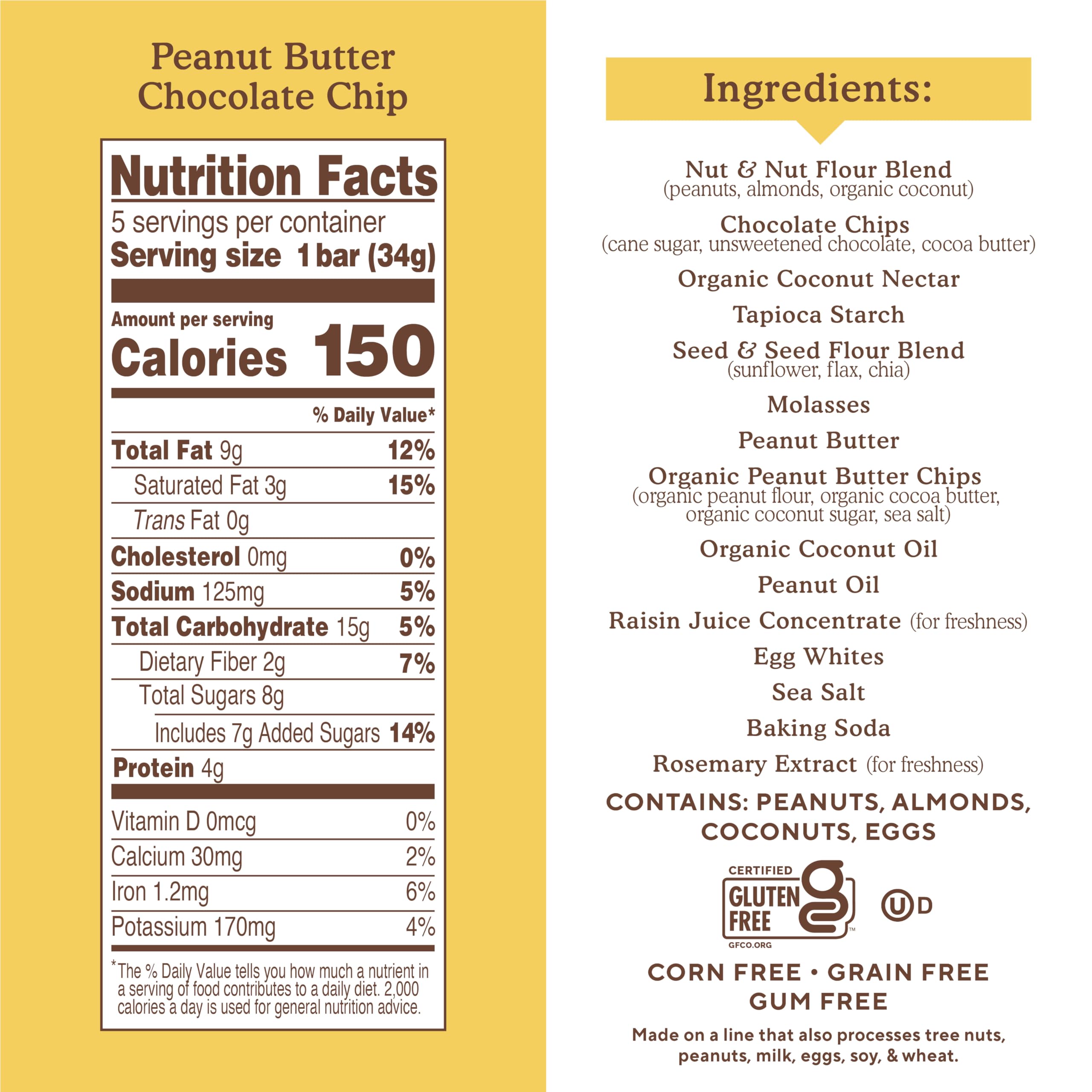 Simple Mills Almond Flour Snack Bars, Peanut Butter Chocolate Chip - Gluten Free, Made with Organic Coconut Oil, Breakfast Bars, Healthy Snacks, 6 Ounce (Pack of 1)