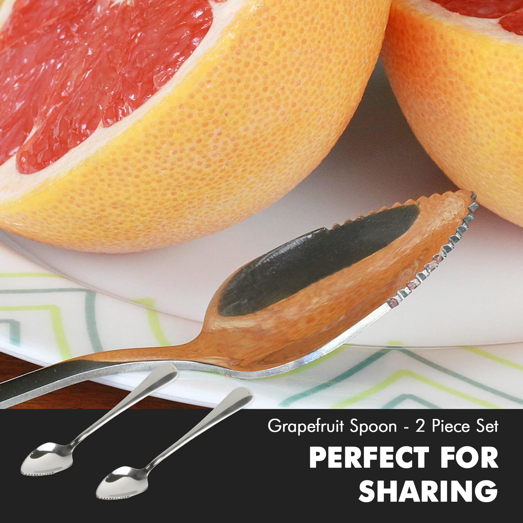 Chef Craft - Select Serrated Grapefruit Spoon, 6.5 Inches 2 Piece Set of Grapefruit Spoons with Serrated Edge, Stainless Steel, Dishwasher-Safe