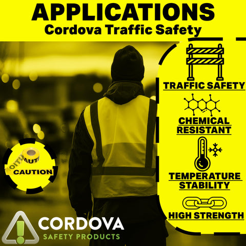 Cordova T30101 Bulk Pack 3.0-MIL Yellow Caution Barricade Tape, 3 in. x 1000 ft. Roll, 12-Pack
