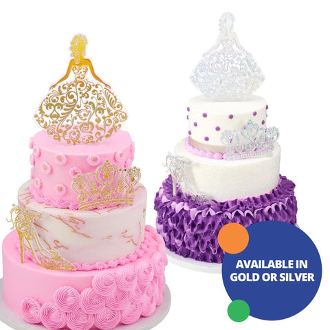 DecoPac QUINCEANERA Cake Decorating Kit, XL-GOLD Cake and Cupcake Toppers for Girls Sweet 15 Birthdays and Parties, Quince Años