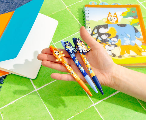 Innovative Designs Bluey and Bingo 3pk Character Pens with Rubber Clips