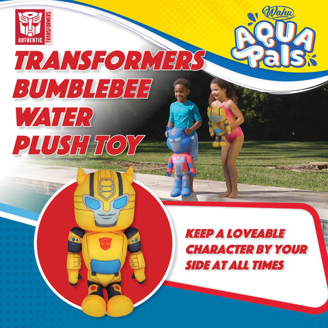 WAHU Aqua Pals Transformers Bumblebee Plush Water Toy for Kids Ages 2+, Fast-Drying Waterproof Plush Doll Toy for Pool and Bathtub, Yellow, 16"
