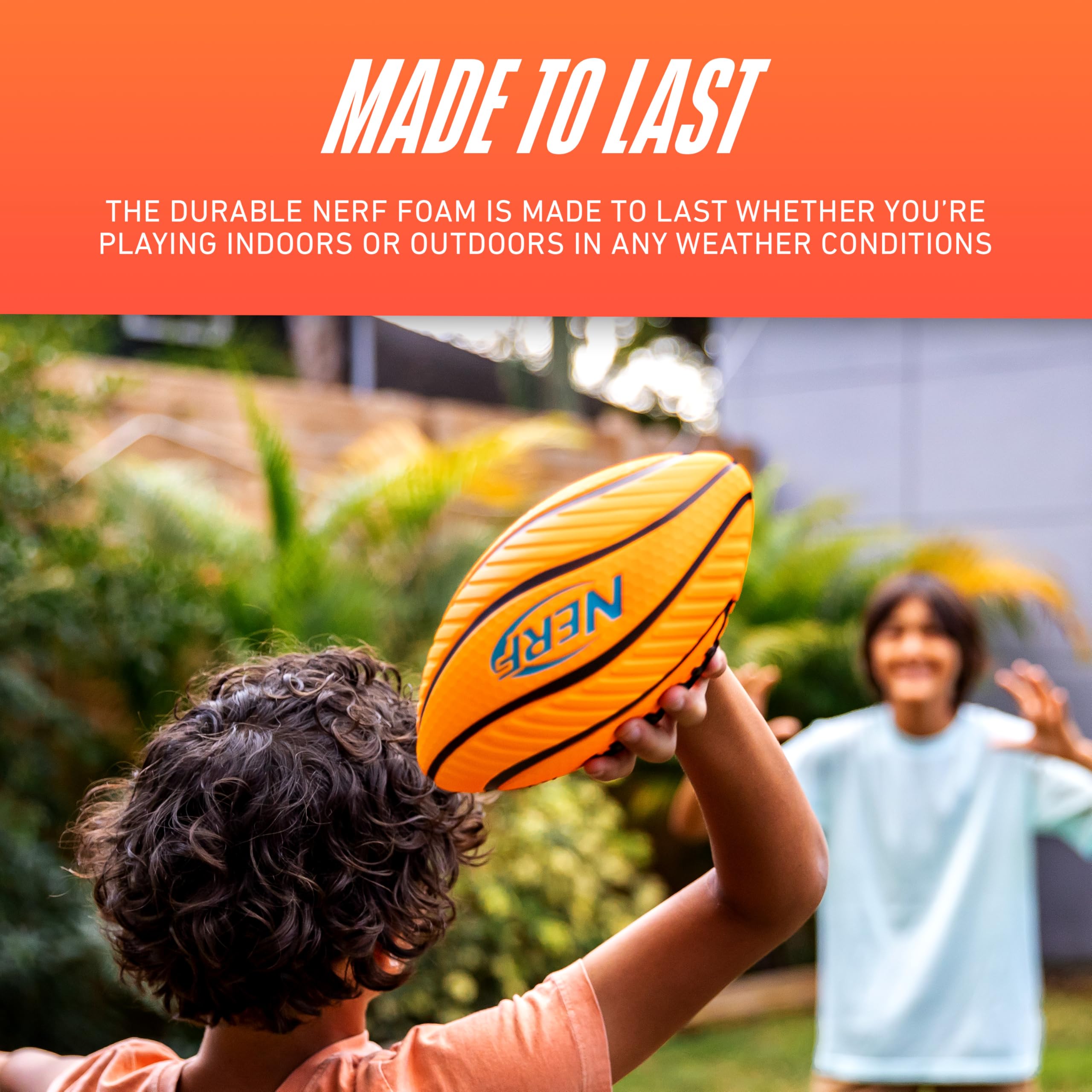 Nerf Kids Foam Football - Spiral Grip Mini Soft Foam Football for Kids - Easy Grip Junior Ball - 8.5"