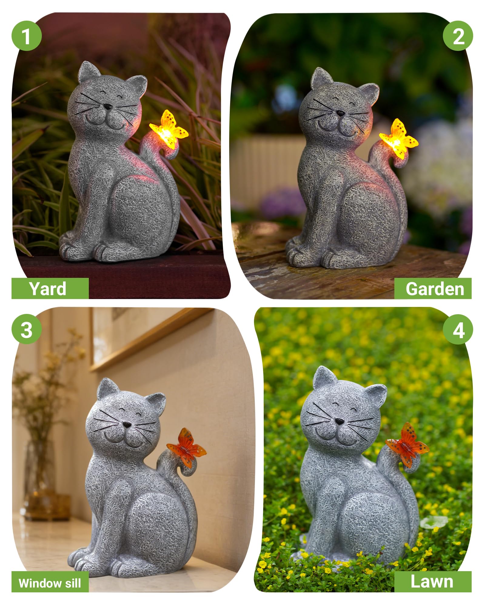 Nacome Cat Outdoor Statues for Garden: Outside Decor with Butterfly Clearance for Yard Art Lawn Ornaments Porch Patio Balcony Home House - Gifts for Mom Grandma Women