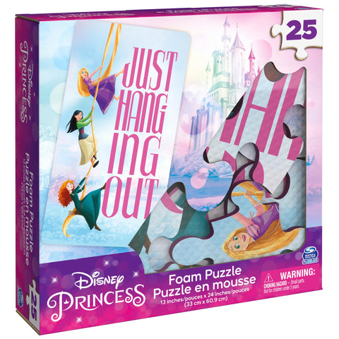 Spin Master Games, Disney Princess Puzzles, 25 Pieces, Soft Foam Kids Puzzle Featuring Rapunzel, Mulan, Merida, for Ages 4 & up