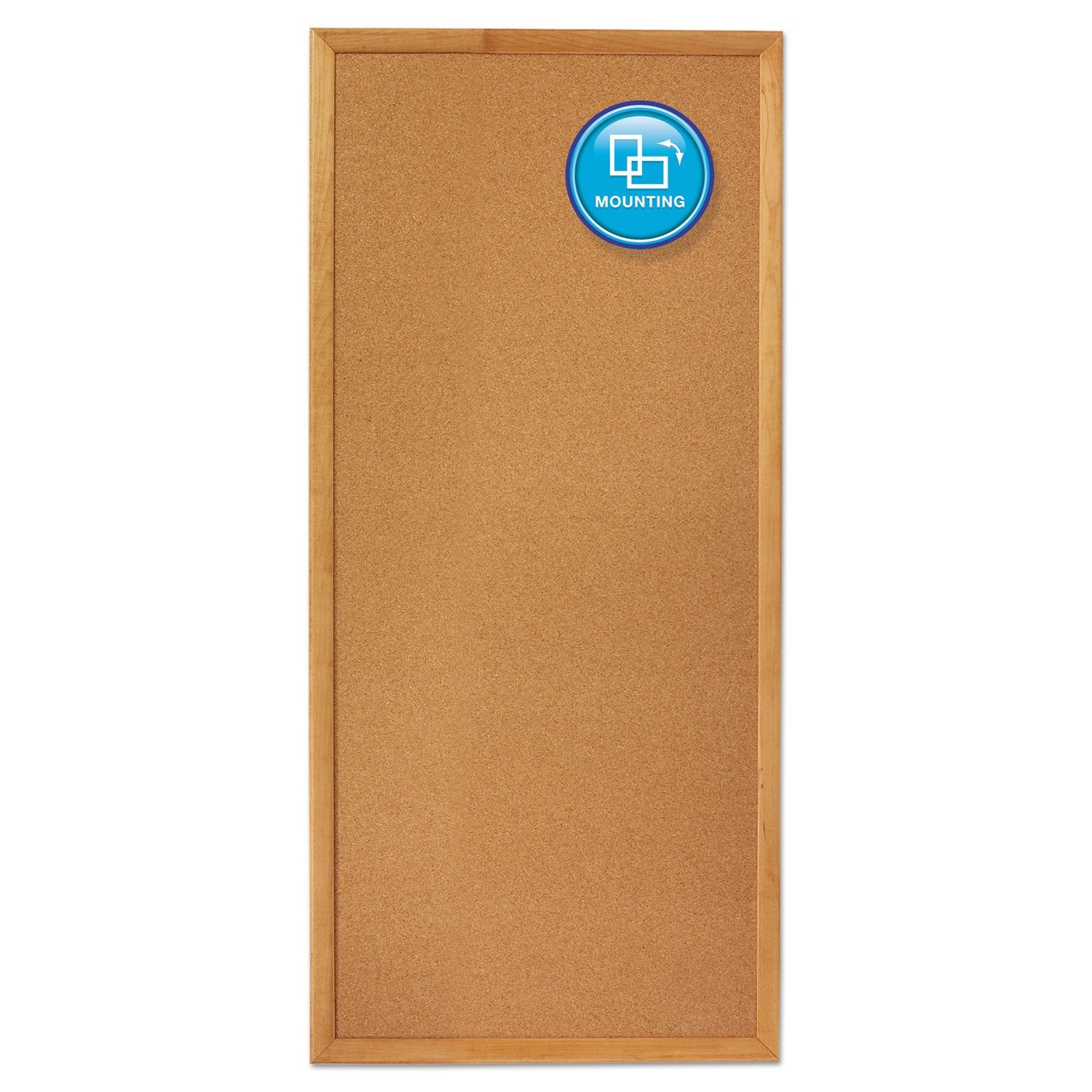 Quartet Cork Board, Bulletin Board, 3' x 1' Corkboard, Oak Finish Frame (300)