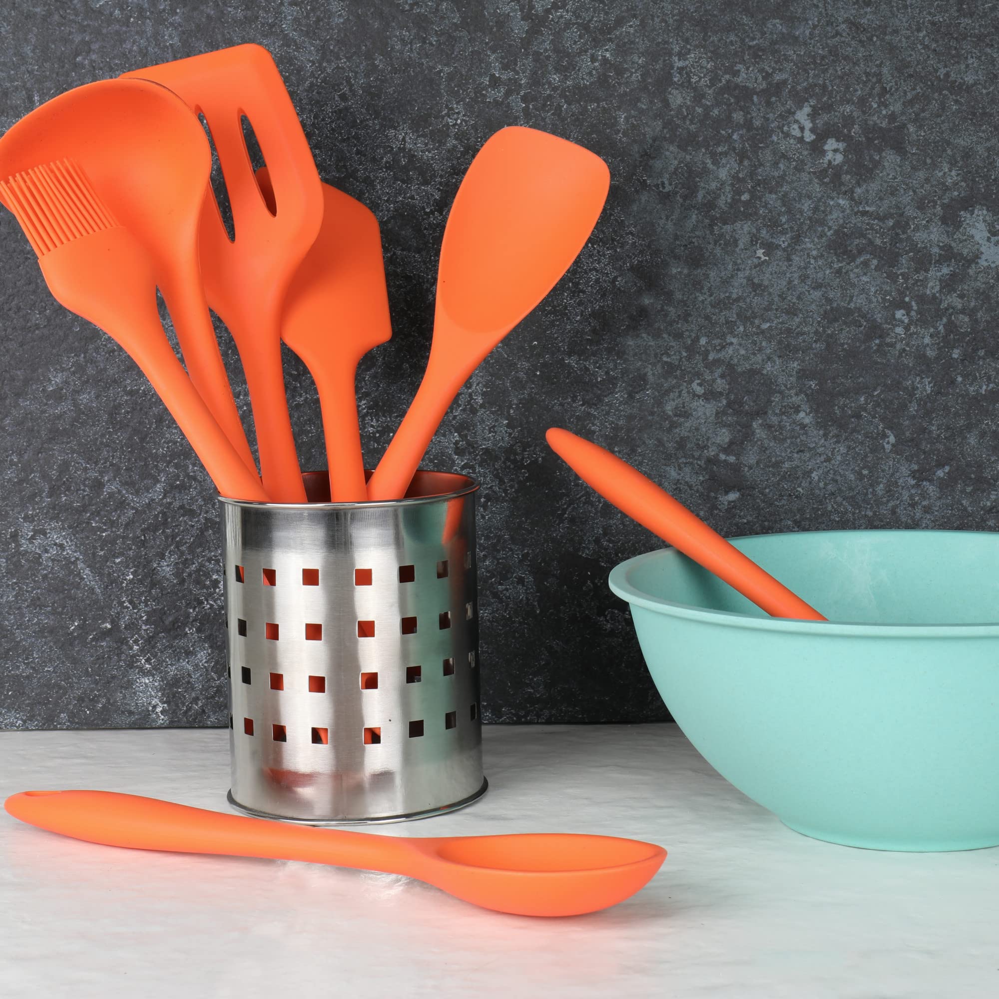 Chef Craft Premium Silicone Angled Spatula, 11 inch, Orange