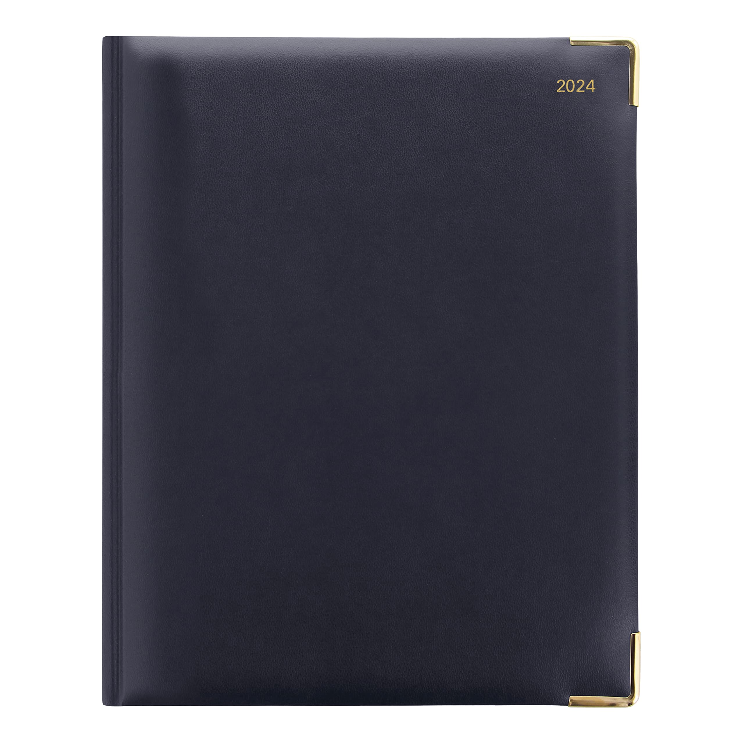 Letts of London Classic Weekly Planner, 12 Months, January to December, 2024, Appointments, Gold Corners, Quarto Size, 10.25" x 8.25", Blue (C32YBE-24)