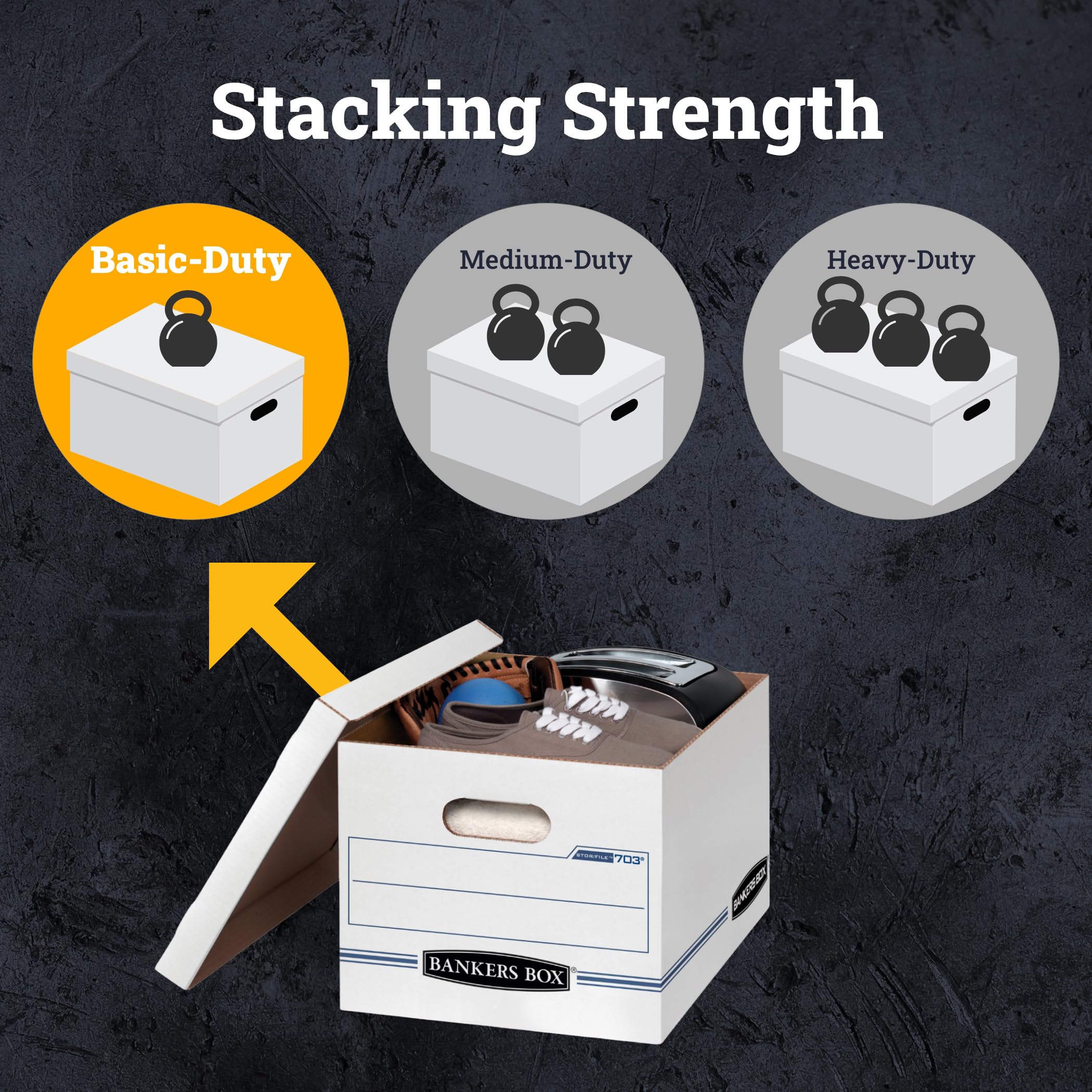Bankers Box 12-Pack Basic Duty File Storage Boxes with Lids, Letter/Legal, STOR/FILE, (00703)