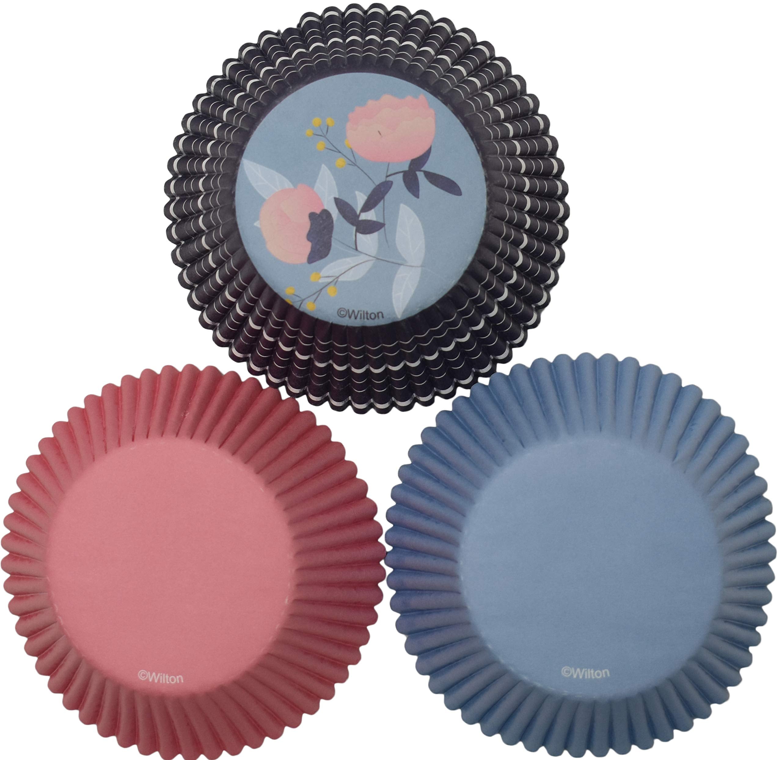 Wilton Baking Cups - 75 Count - Flowers & Pastel Pink and Blue