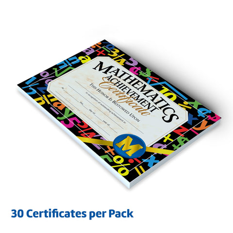 Flipside Products Mathematic Achievement Certificate, Math Recognition, Student Award, Incentive, 8.5" x 11", 30 Pack