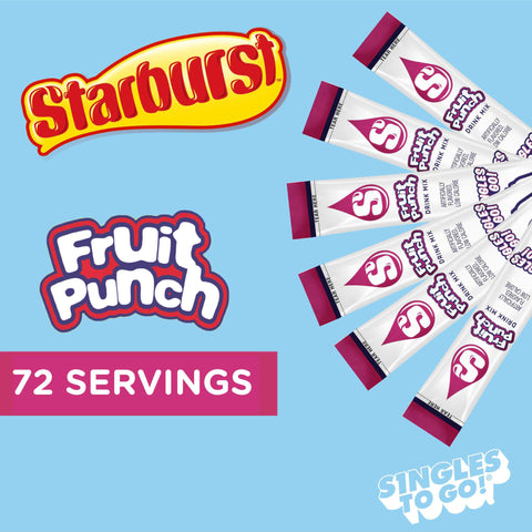 Starburst Singles To Go Powdered Drink Mix, Fruit Punch, Sugar-Free Drink Powder, Just Add Water,6 count (Pack of 12)