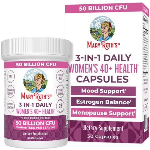 MaryRuth's 3-in-1 Daily Health 40+ Probiotics for Women | Hormonal & Menopause Support Supplement for Women | Gut Health Capsules | 50 Billion CFU | Allergen Free | 30 Ct