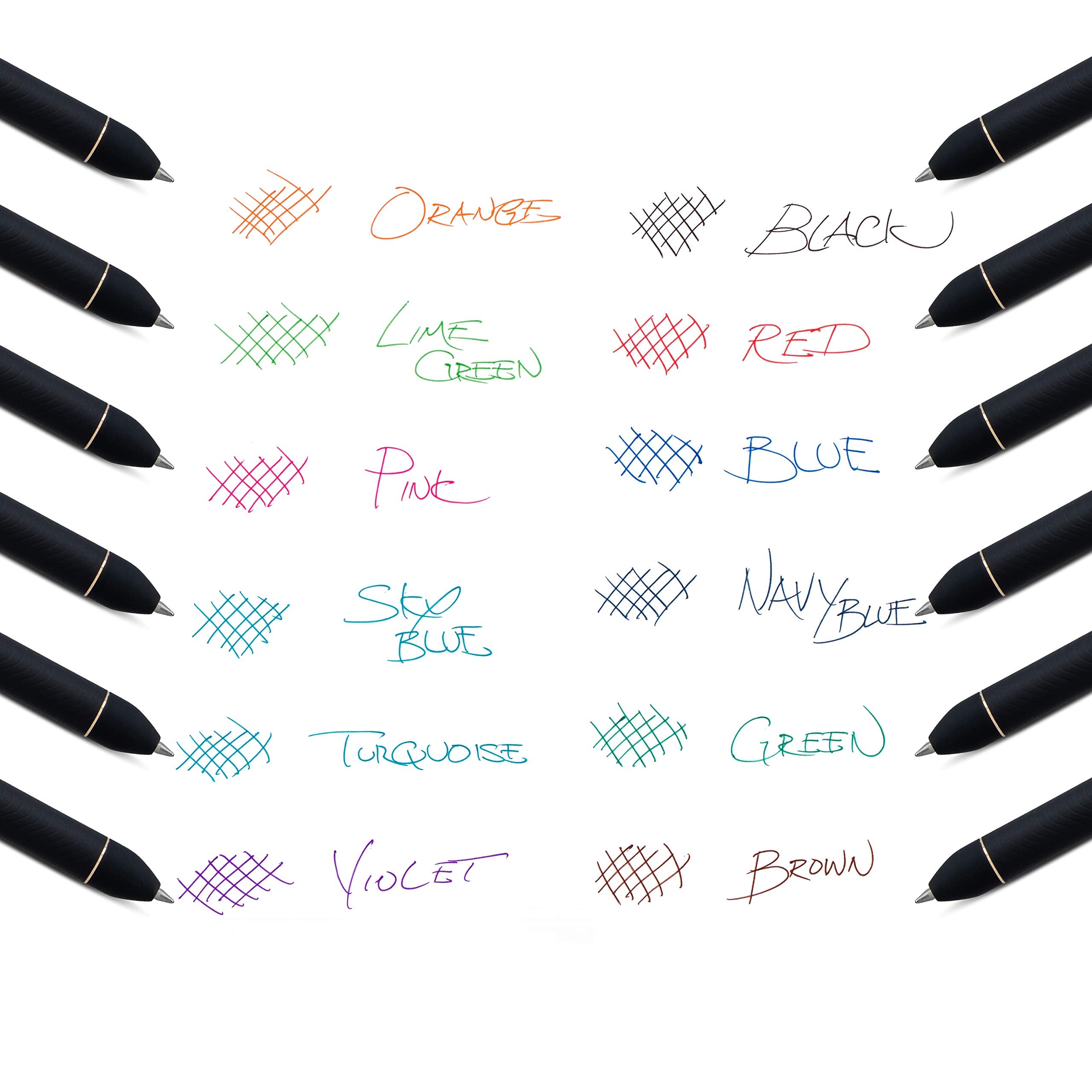 Pentel EnerGel Kuro Liquid Gel Pen, (0.7mm), Medium line, Assorted Ink, 12 Pack (BL437R1BP12M)