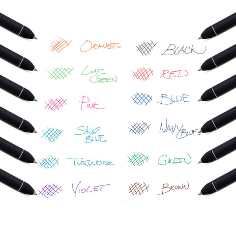 Pentel EnerGel Kuro Liquid Gel Pen, (0.7mm), Medium line, Assorted Ink, 12 Pack (BL437R1BP12M)