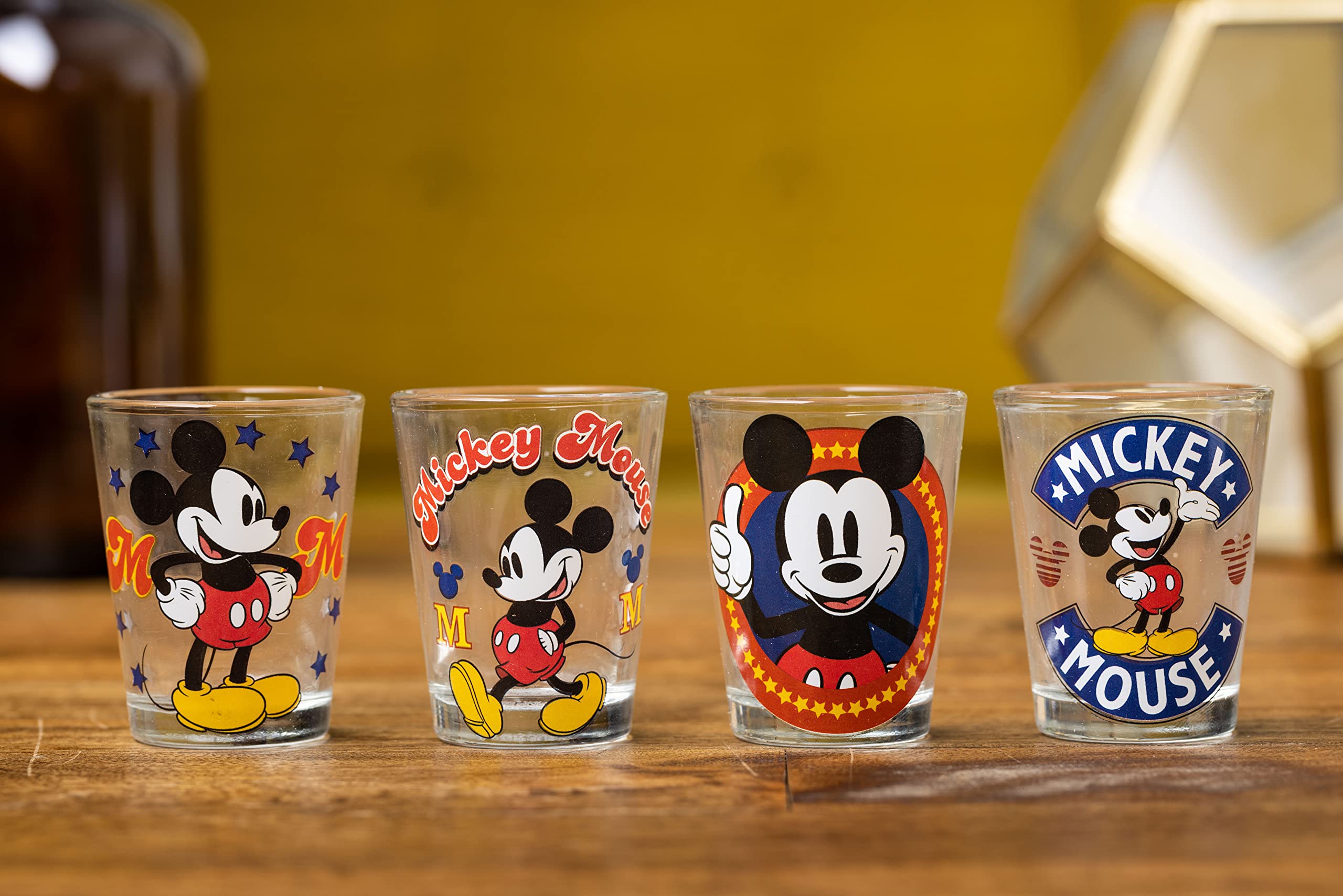 Silver Buffalo Disney Classic Mickey Mouse 4 Pack Mini Glasses, 1.5 Ounces