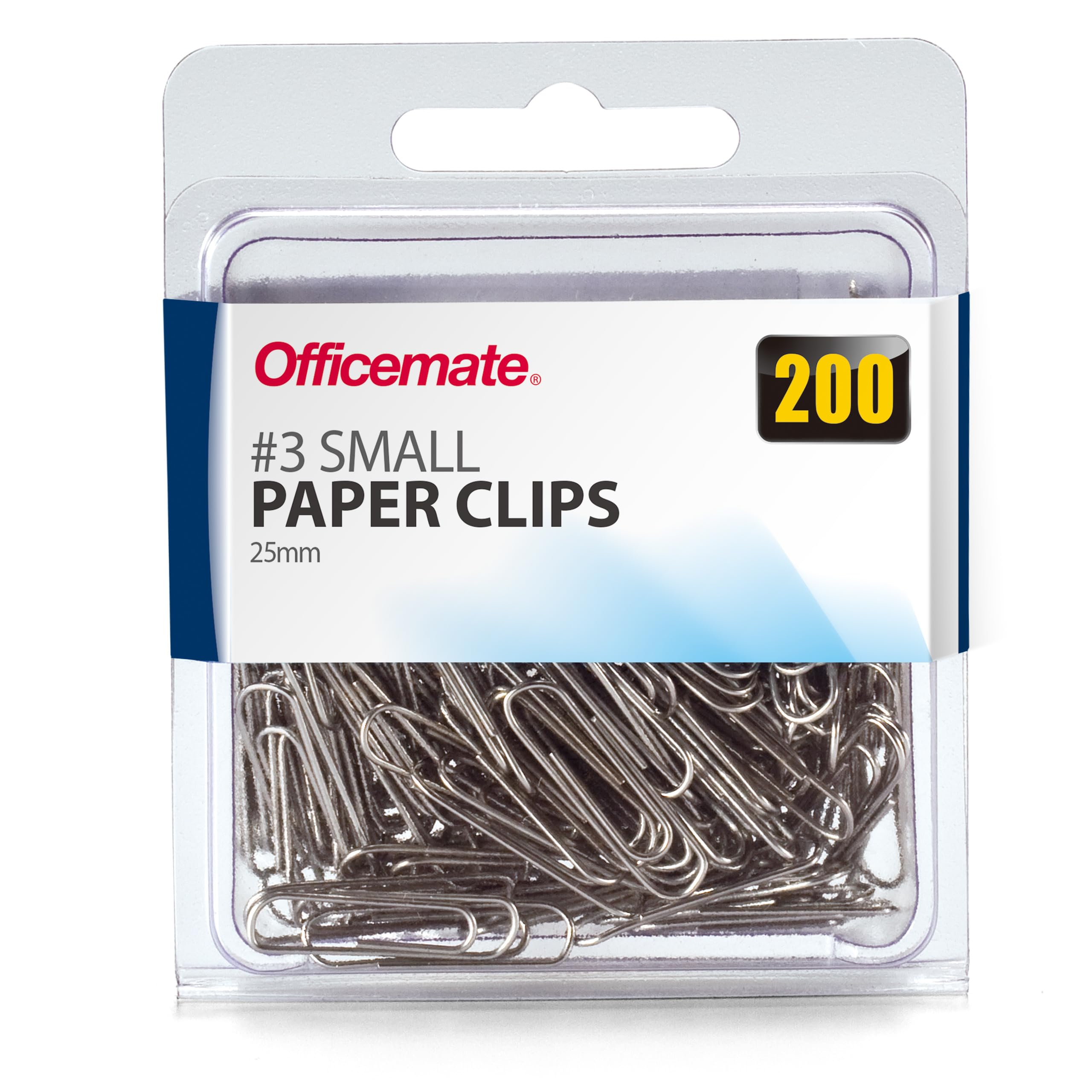 Officemate Small #3 Size Paper Clips, Silver, 200 in Pack (97219)