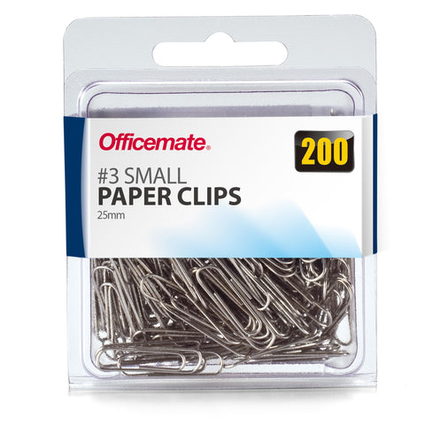 Officemate Small #3 Size Paper Clips, Silver, 200 in Pack (97219)