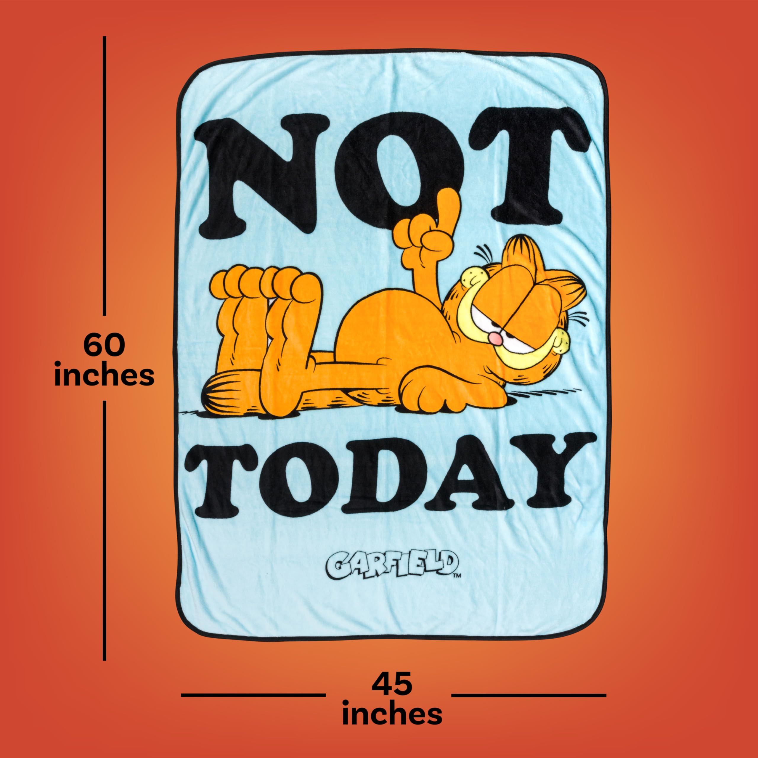 Silver Buffalo Garfield Not Today 45" x 60" Fleece Throw, Soft and Cozy Blanket, 185 GSM