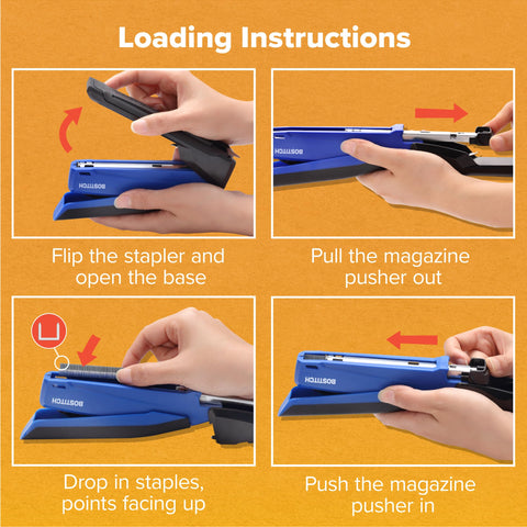 Bostitch Office InPower Spring-Powered Desktop Stapler, 20 Sheet Capcity, Built in Remover, Blue (1122)