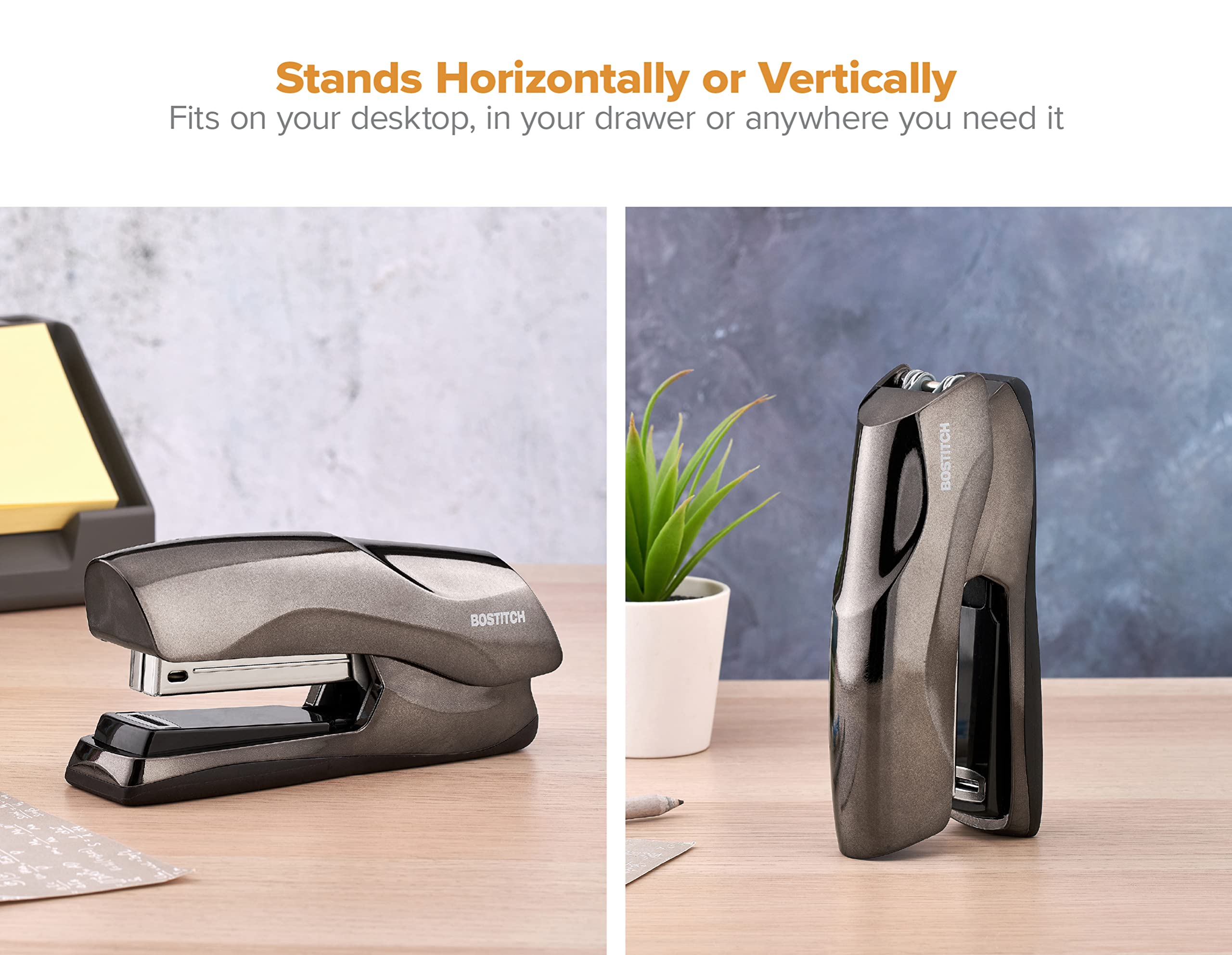 Bostitch Office Heavy Duty 40 Sheet Stapler, Small Stapler Size, Fits into The Palm of Your Hand, Black Chrome (B275-BLKCH)