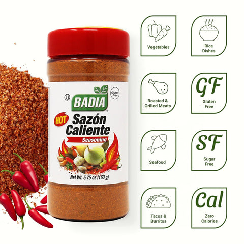 Badia Sazon Caliente 5.75 oz – Latin Inspired Spicy All Purpose Seasoning – Gluten Free